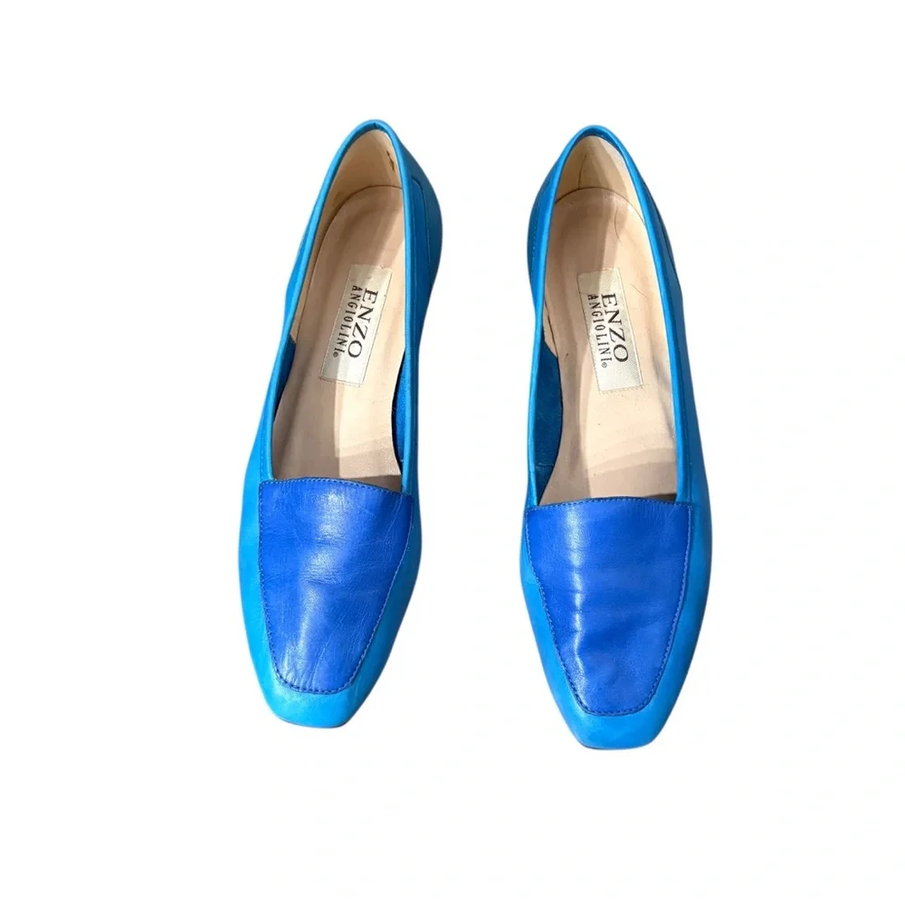 Enzo Angiolini Blue Patent Leather Loafers - Picture 5 of 13